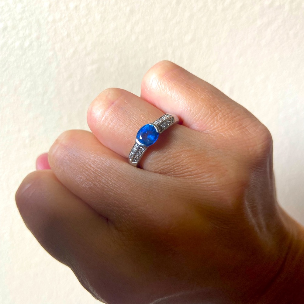Platinum Sapphire and Diamond Ring